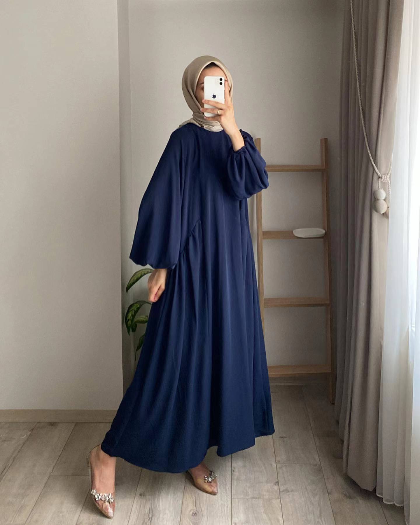 Modest Crepe Abaya - Navy