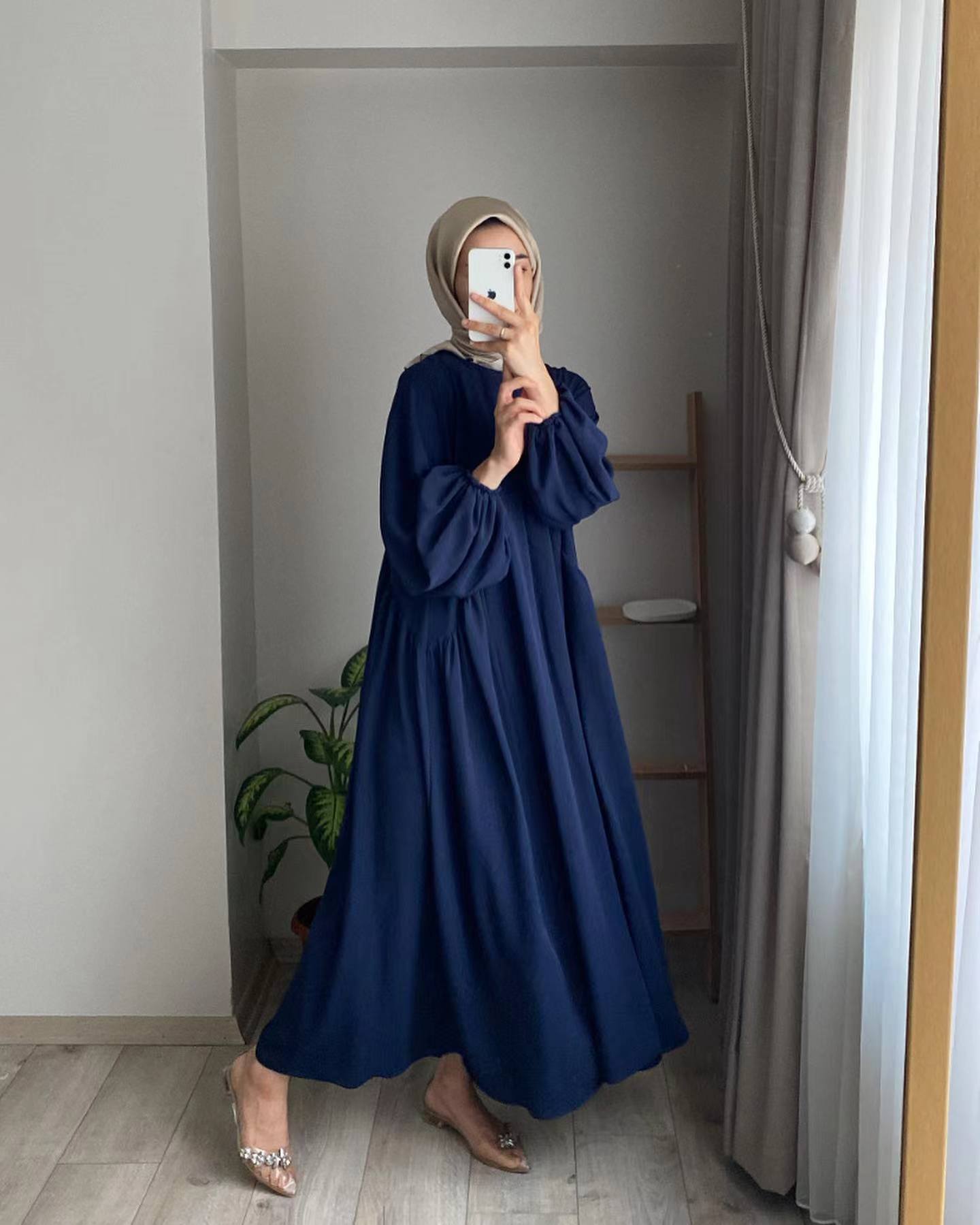 Modest Crepe Abaya - Navy