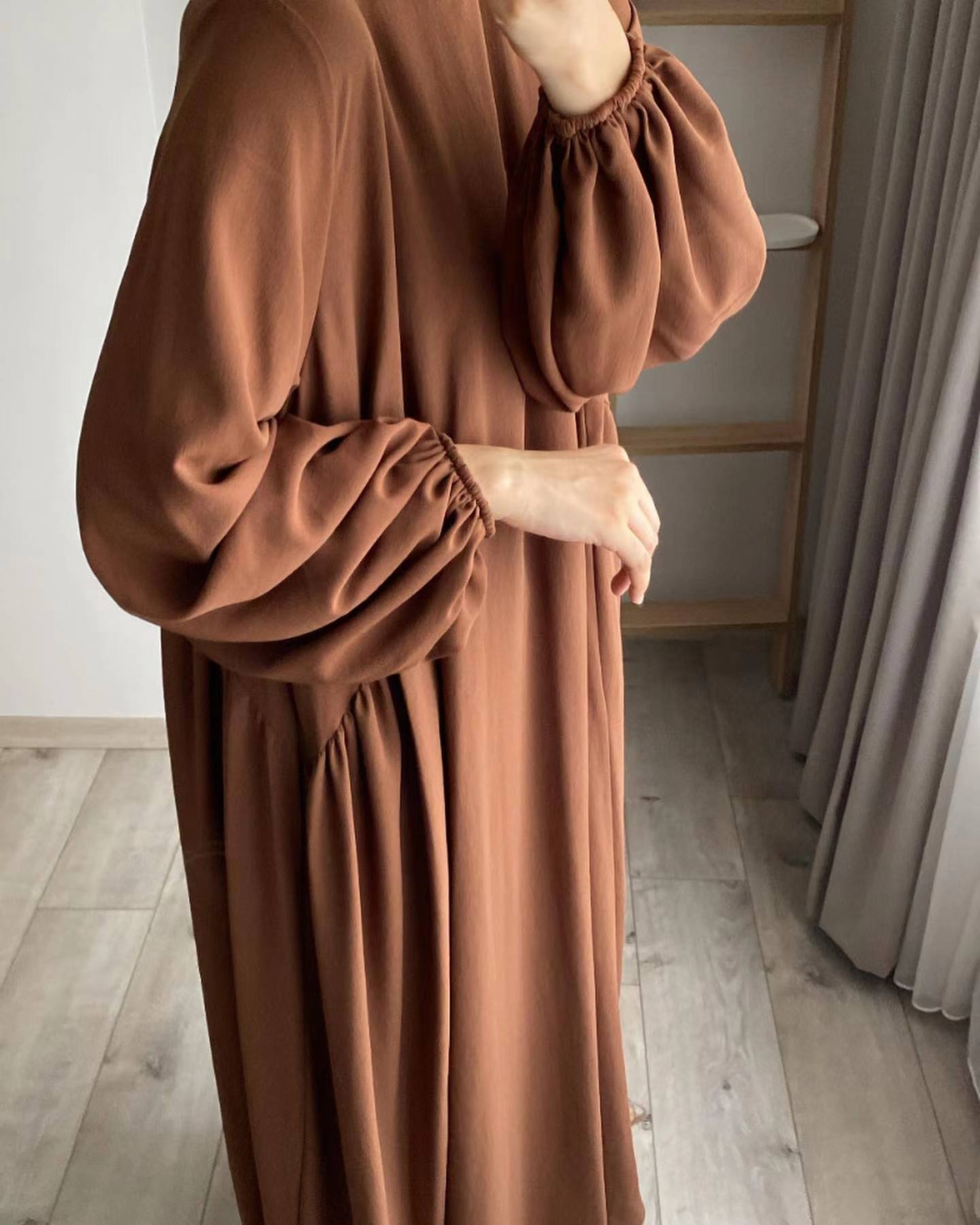 Modest Crepe Abaya in Persian Brown