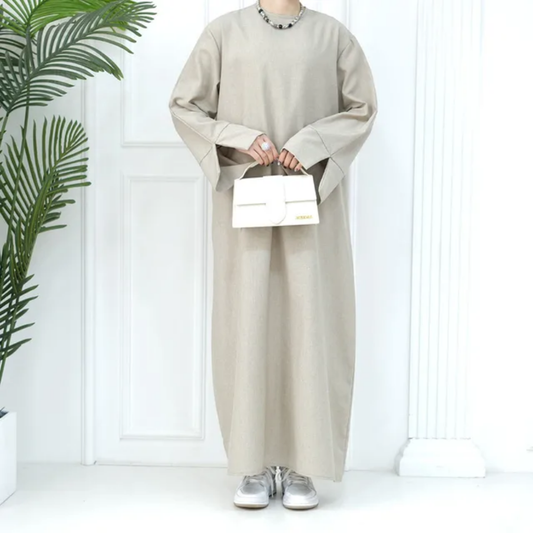Modest Plain Abaya in Dark Beige - clearance online only