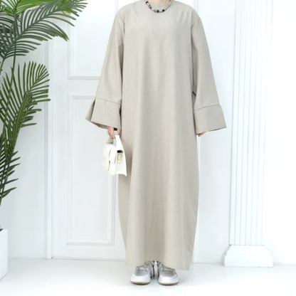 Modest Plain Abaya in Dark Beige - clearance online only