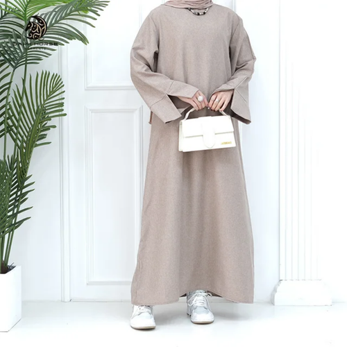 Modest Plain Abaya in Dusty Sandstone - clearance online only