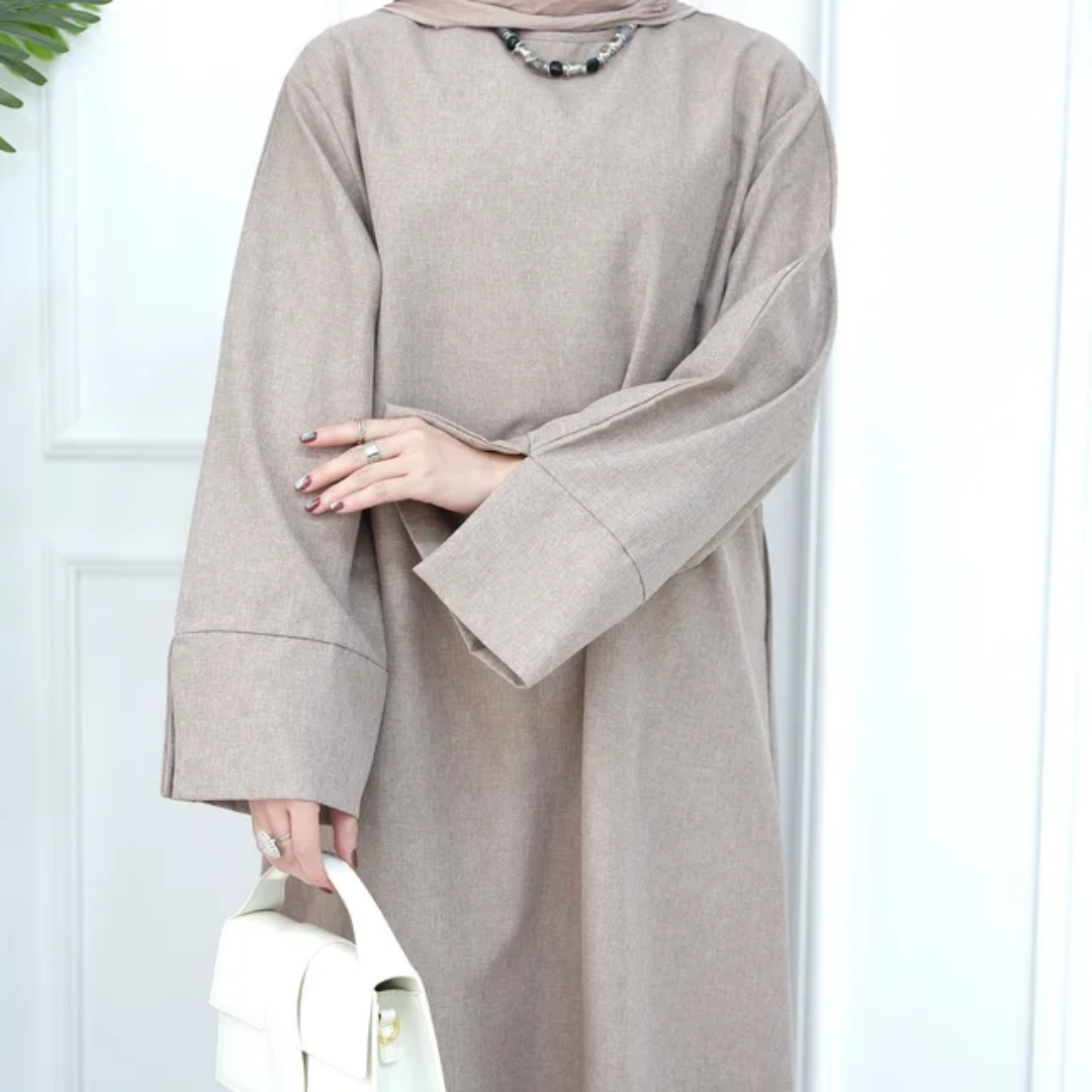 Modest Plain Abaya in Dusty Sandstone - clearance online only