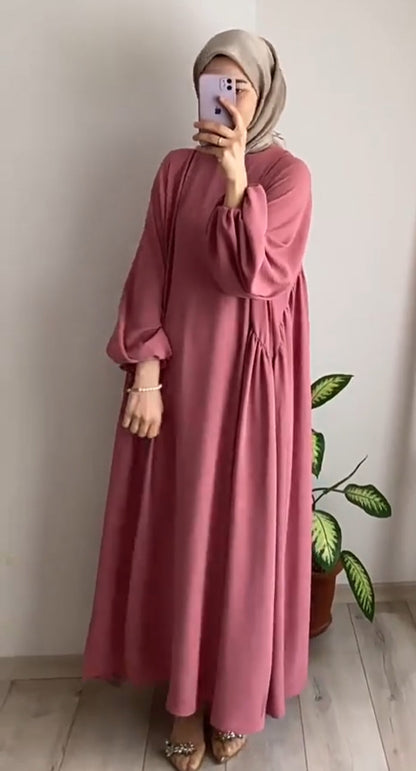 Modest Summer Abaya in Dusty Rose (Crepe)