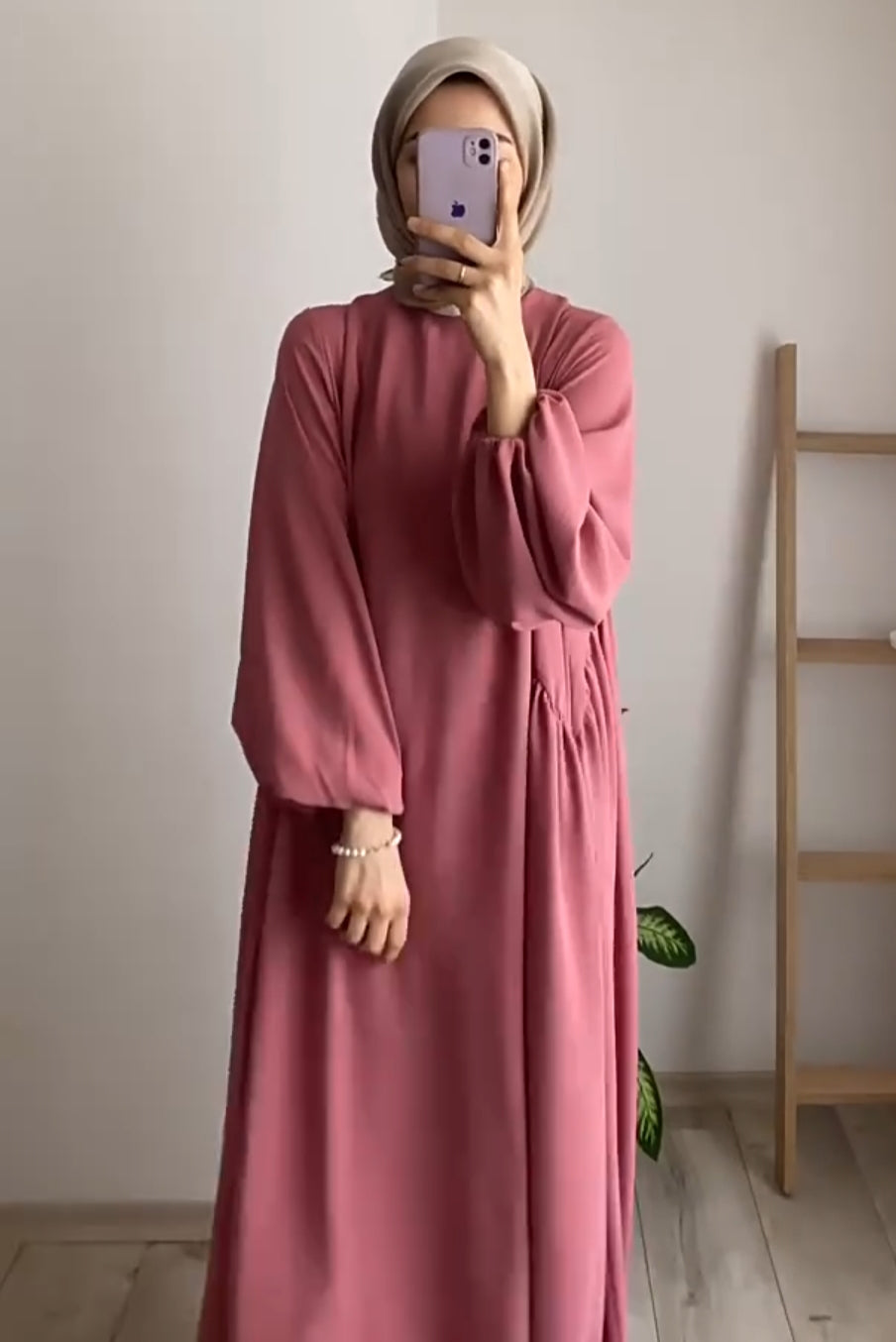 Modest Summer Abaya in Dusty Rose (Crepe)