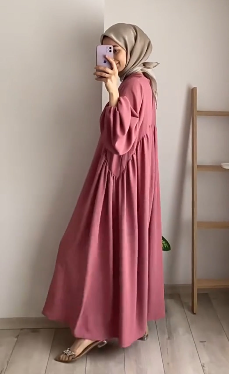 Modest Summer Abaya in Dusty Rose (Crepe)