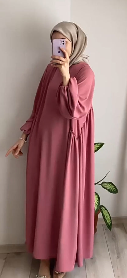Modest Summer Abaya in Dusty Rose (Crepe)