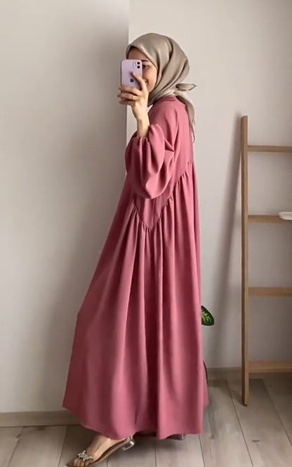 Modest Summer Abaya in Dusty Rose (Crepe)