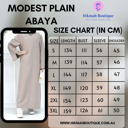 Modest Plain Abaya in Dark Beige - clearance online only