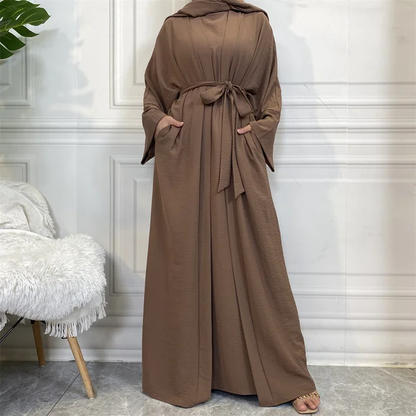Plain Abaya 3 Piece Set - Chocolate Brown (clearance online only)