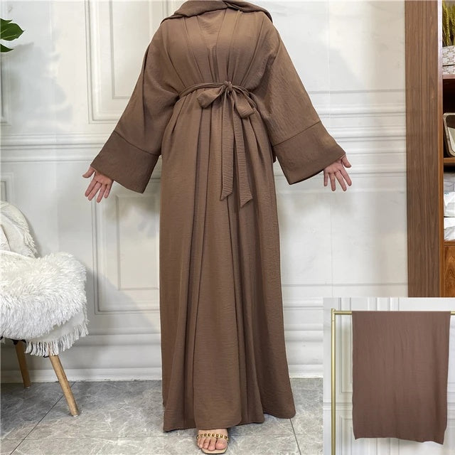 Plain Abaya 3 Piece Set - Chocolate Brown (clearance online only)