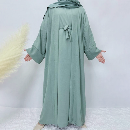 Plain Abaya 3 Piece Set - Dusty Green (clearance online only)