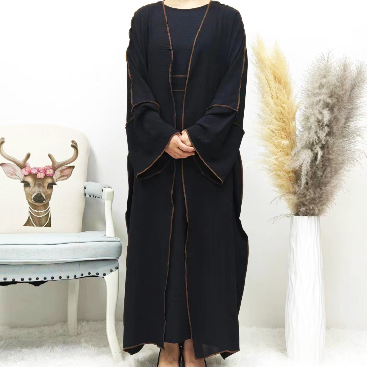 Summer Abaya 2-Piece Set in Black- clearance online only