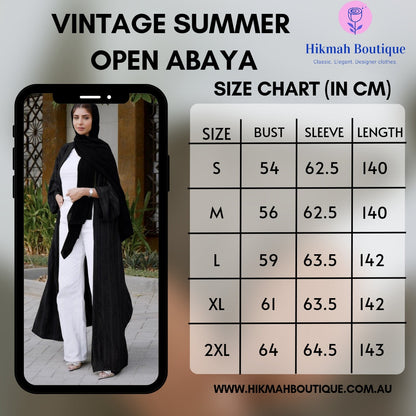 Vintage Summer Open Abaya - Pearl Grey