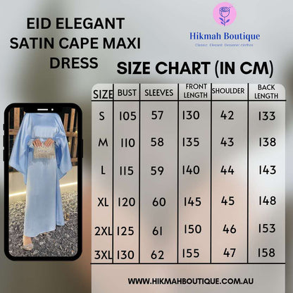 Eid Dress Elegant Satin Cape Abaya | Modest Eid Dress with Pearl & Rhinestone in Mocha (clearance online only)