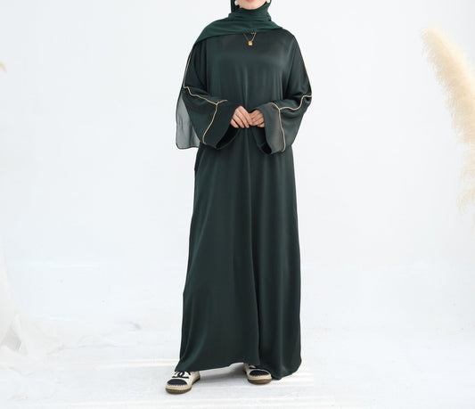 Crinkle Abaya in Emerald Green (clearance online only)