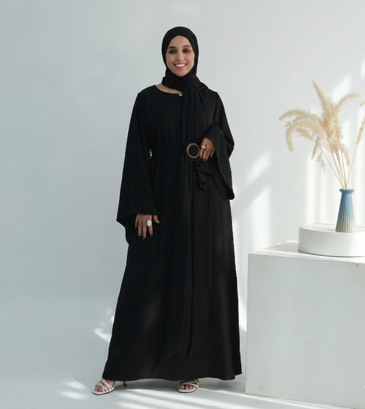 Casual Twill Abaya Dress - Black
