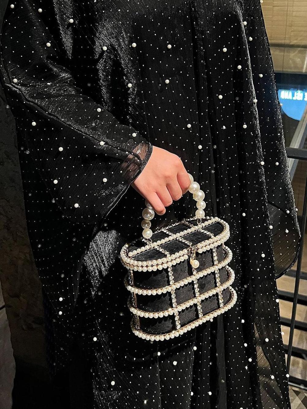 Eid Collection | Elegant Starlight Abaya Set in Black (clearance online only)