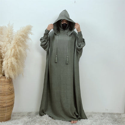 Premium Hooded Jilbab Abaya - Dark Sage (clearance online only)
