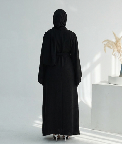 Casual Twill Abaya Dress - Black