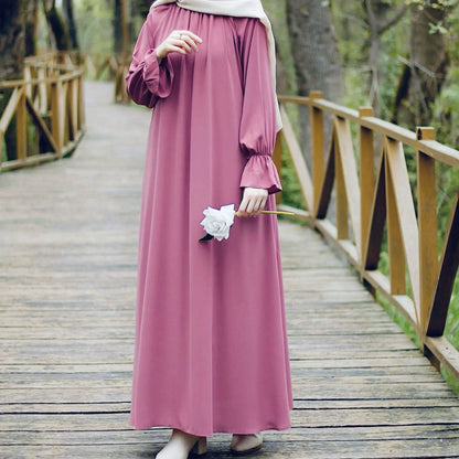 Plain Abaya wt Cuffed Sleeves - Pink (clearance online only)