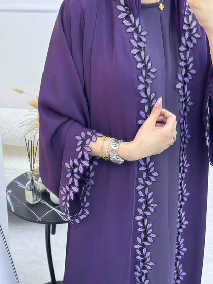 Floral Decorative Open Abaya