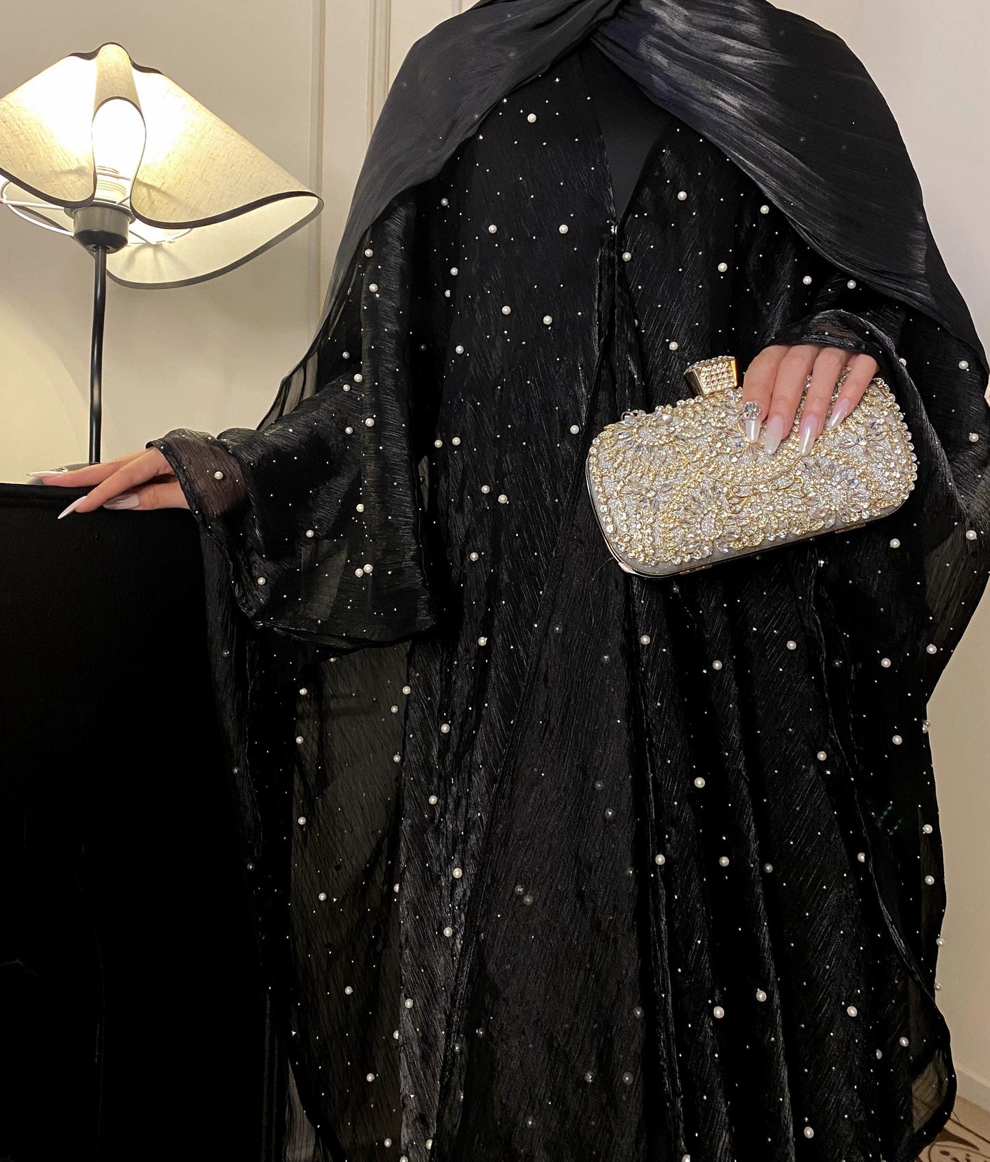Eid Collection | Elegant Starlight Abaya Set in Black (clearance online only)