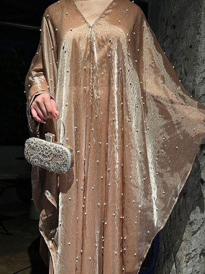 Eid Collection | Elegant Starlight Abaya Set in Rose Gold (clearance online only)