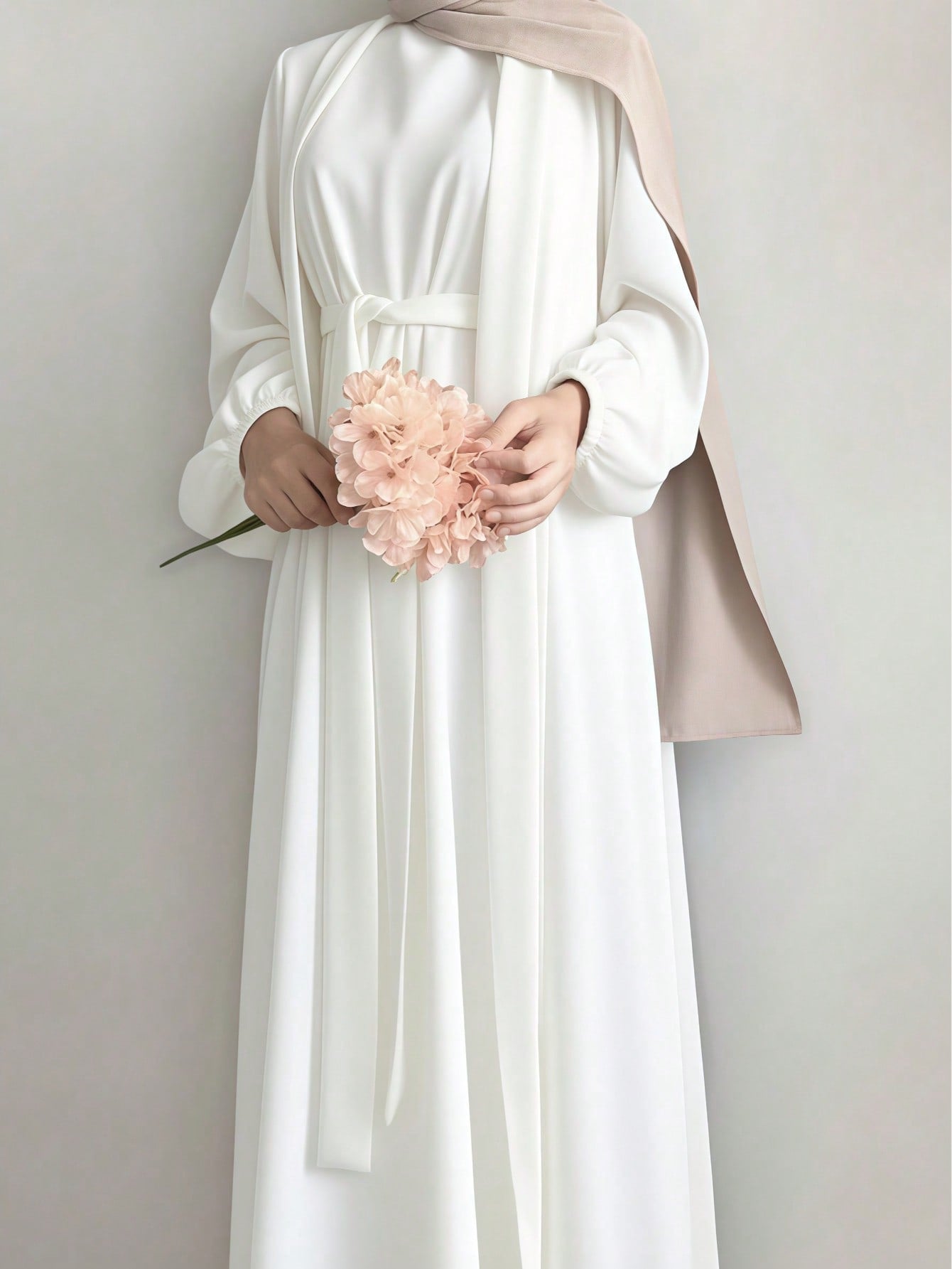 Crepe White Abaya with Inner | Modest 2 pcs set Ihram for Women