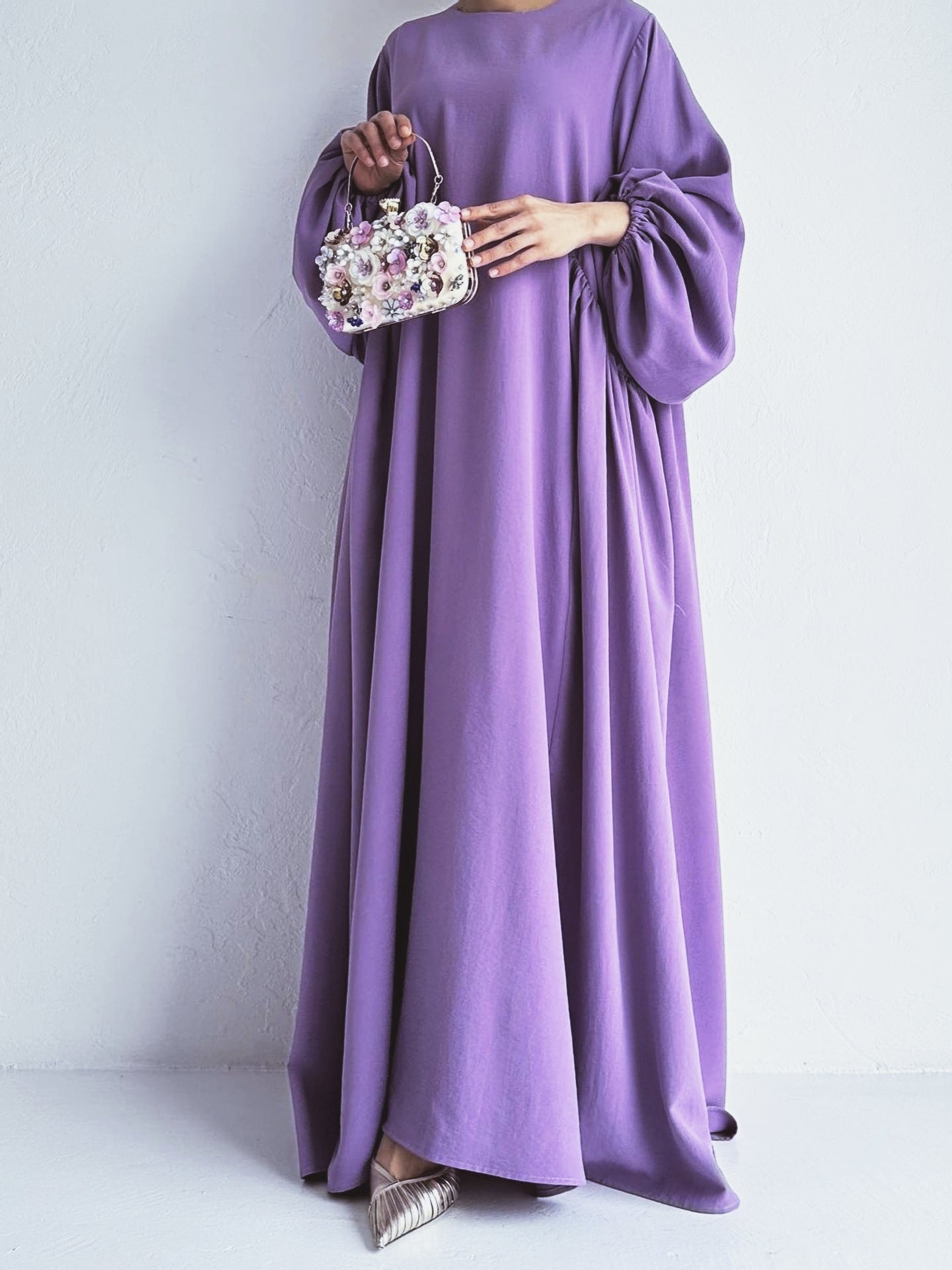 Modest Summer Abaya in Dusty Purple - Clearance Online Only