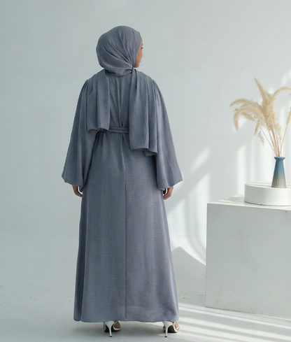 Casual Twill Abaya Dress - Grey