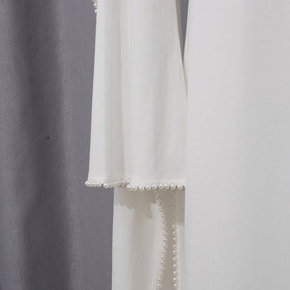 White Jersey Abaya with Matching Decorative Pearl Strip