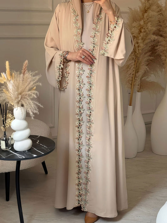 Floral Decorative Open Abaya