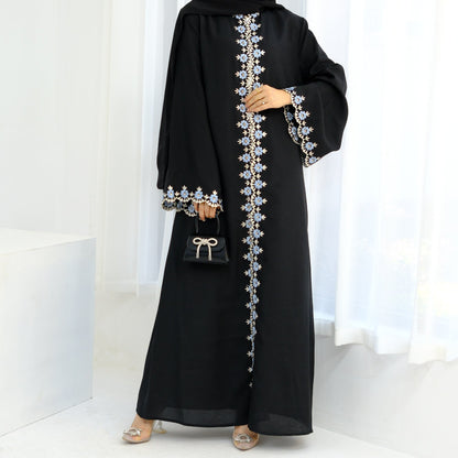 Eid Edit|Open Abaya With Floral Embroidery (clearance online only)