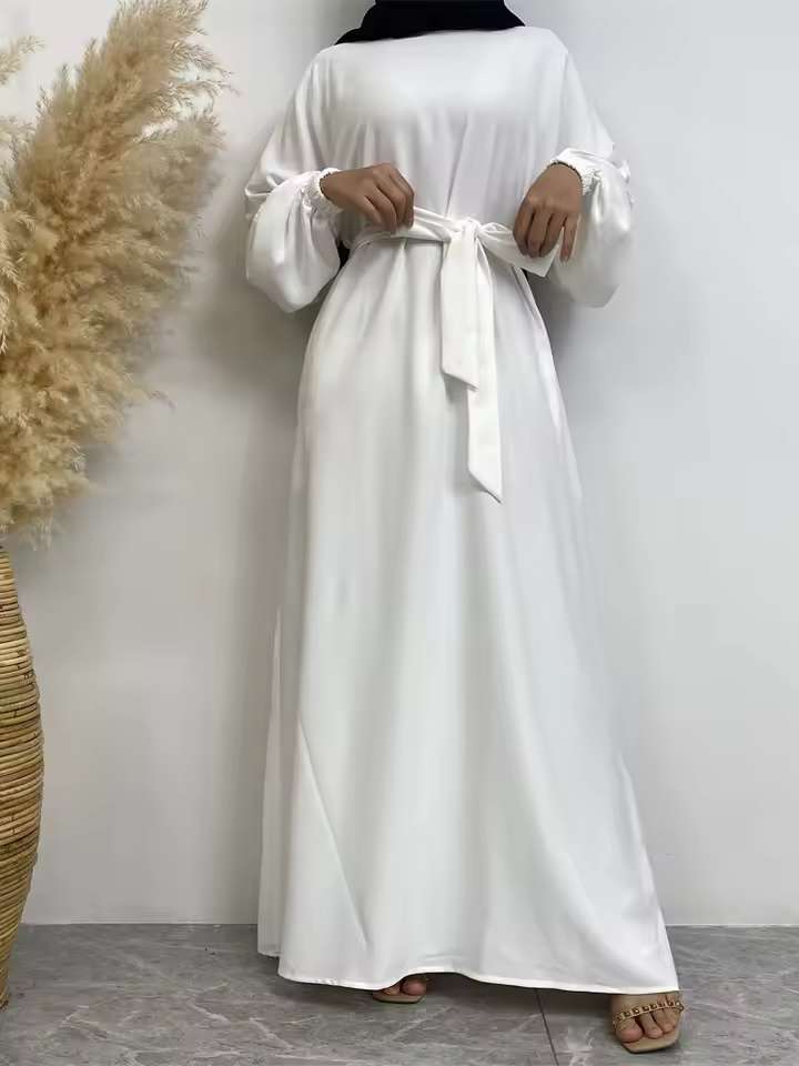 Elegant White Abaya (fully lined)