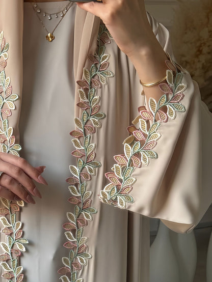 Floral Decorative Open Abaya