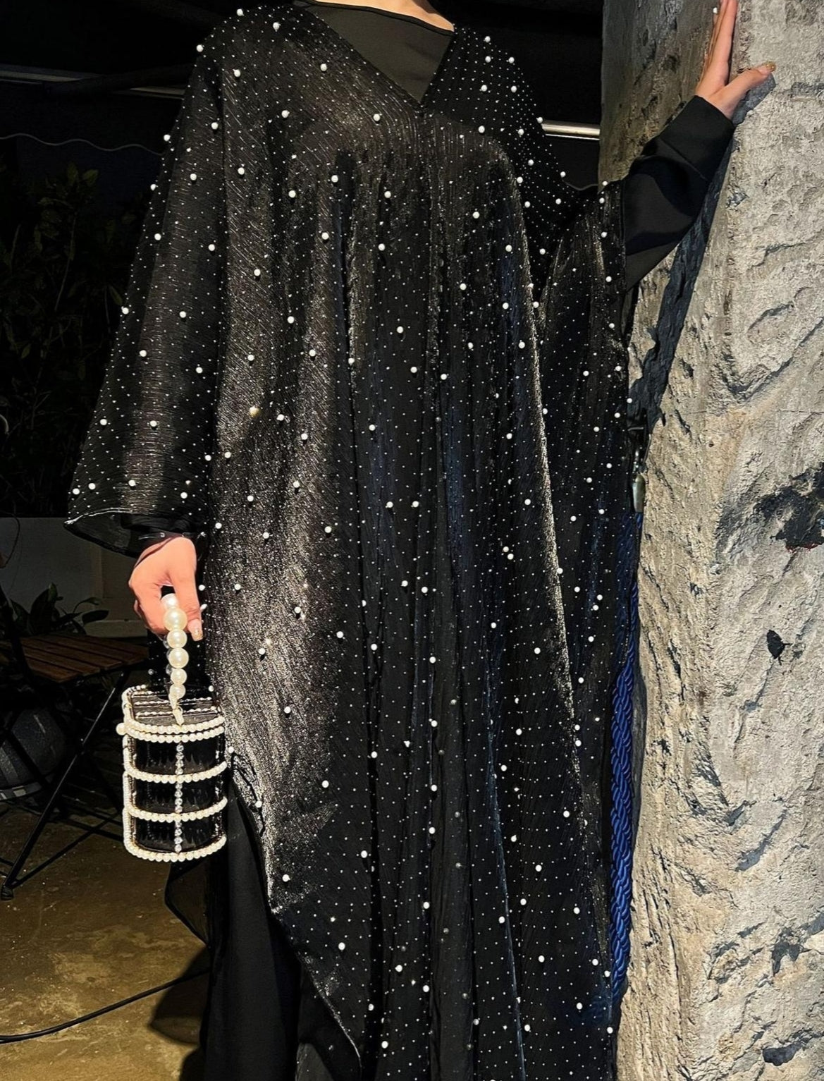 Eid Collection | Elegant Starlight Abaya Set in Black (clearance online only)