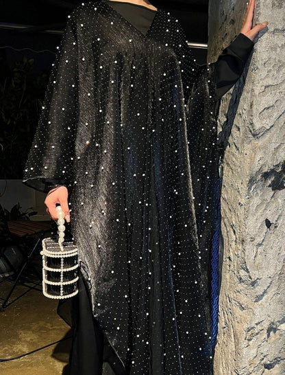 Eid Collection | Elegant Starlight Abaya Set in Black (clearance online only)