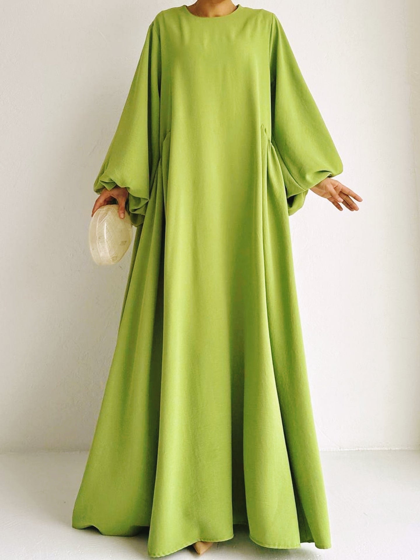 Modest Summer Abaya in Avocado Green - Clearance Online Only