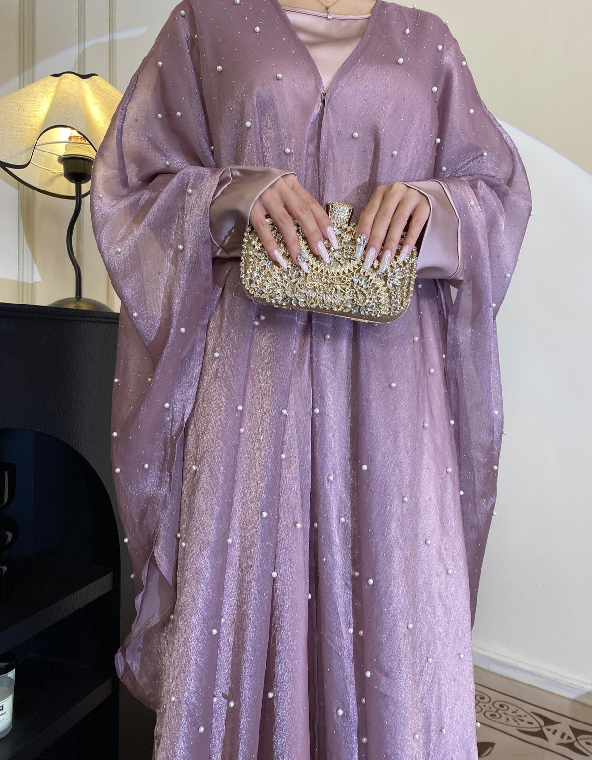 Eid Collection | Elegant Starlight Abaya Set in Violet (clearance online only)
