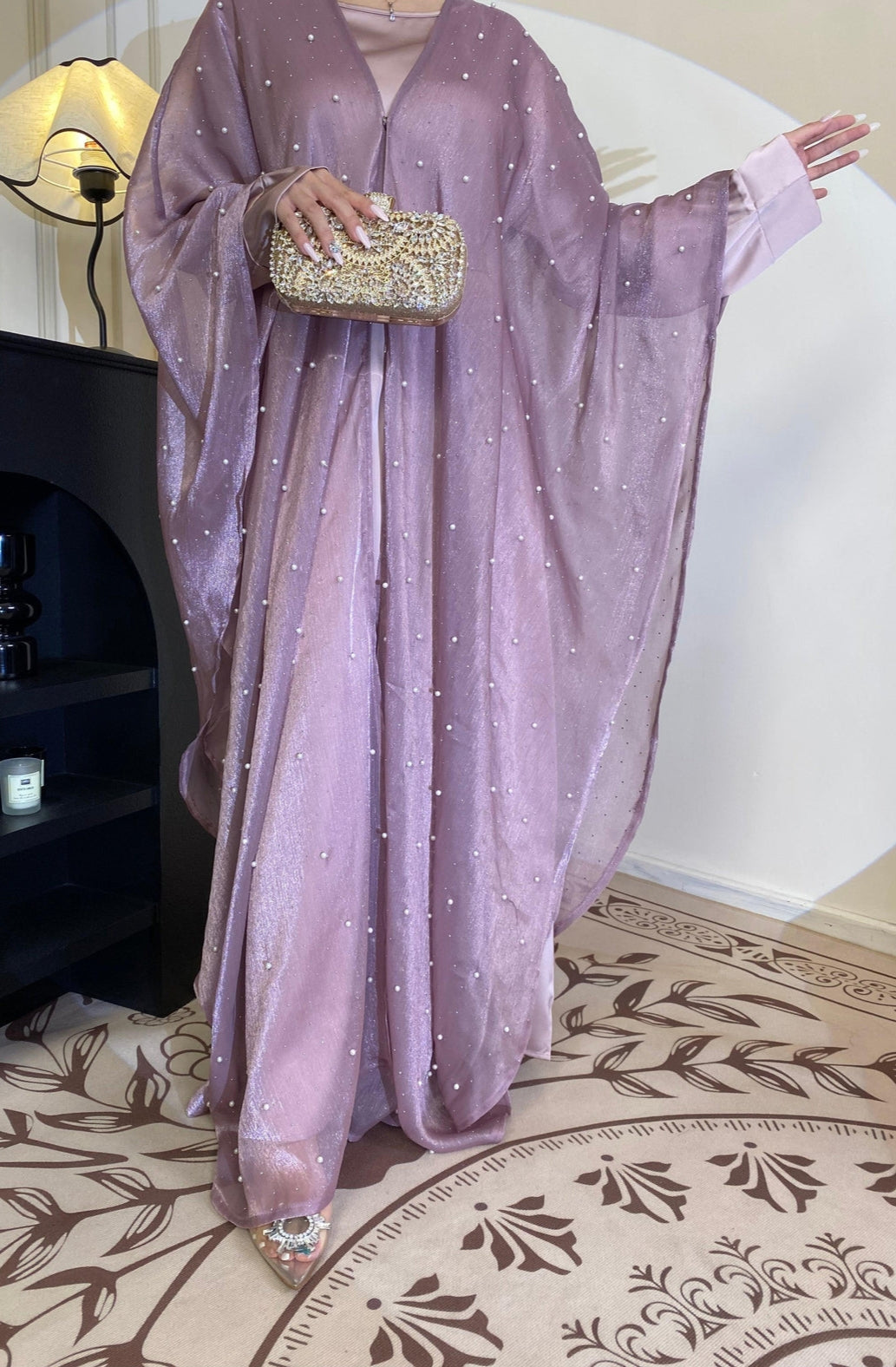 Eid Collection | Elegant Starlight Abaya Set in Violet (clearance online only)