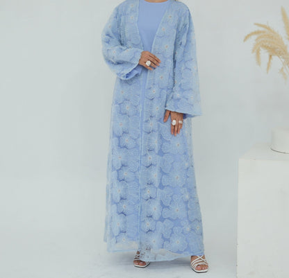 The Floral Bloom Abaya Set - Light Blue (clearance online only)
