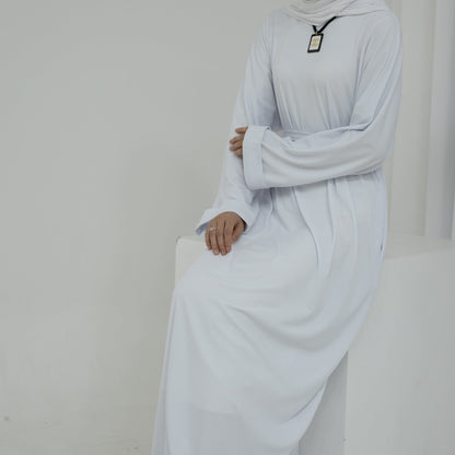 Autumn Winter Plain Abaya--White