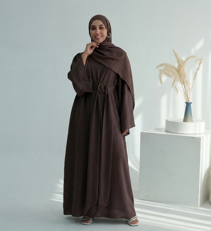 Casual Twill Abaya Dress - Coffee