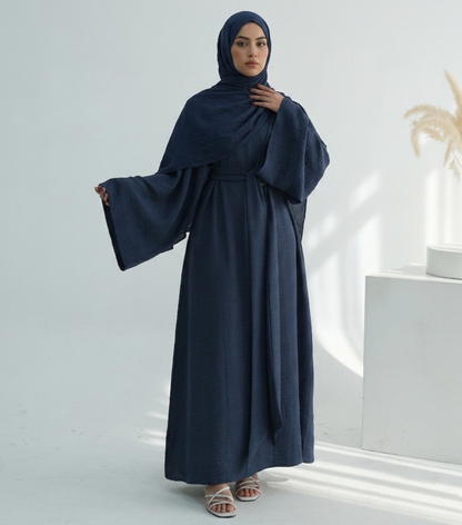 Casual Twill Abaya Dress - Navy