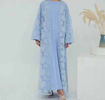 The Floral Bloom Abaya Set - Light Blue (clearance online only)