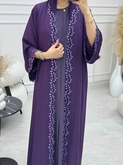 Floral Decorative Open Abaya