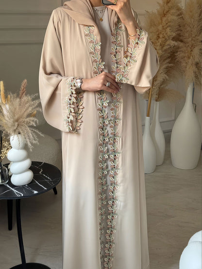 Floral Decorative Open Abaya