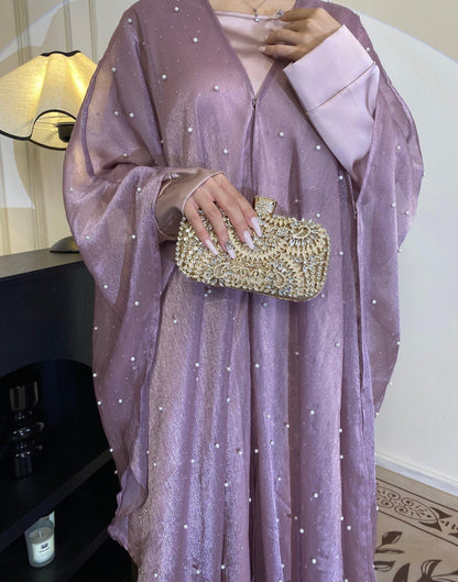 Eid Collection | Elegant Starlight Abaya Set in Violet (clearance online only)