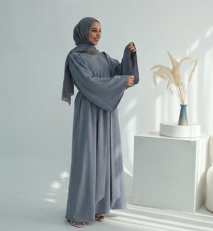 Casual Twill Abaya Dress - Grey